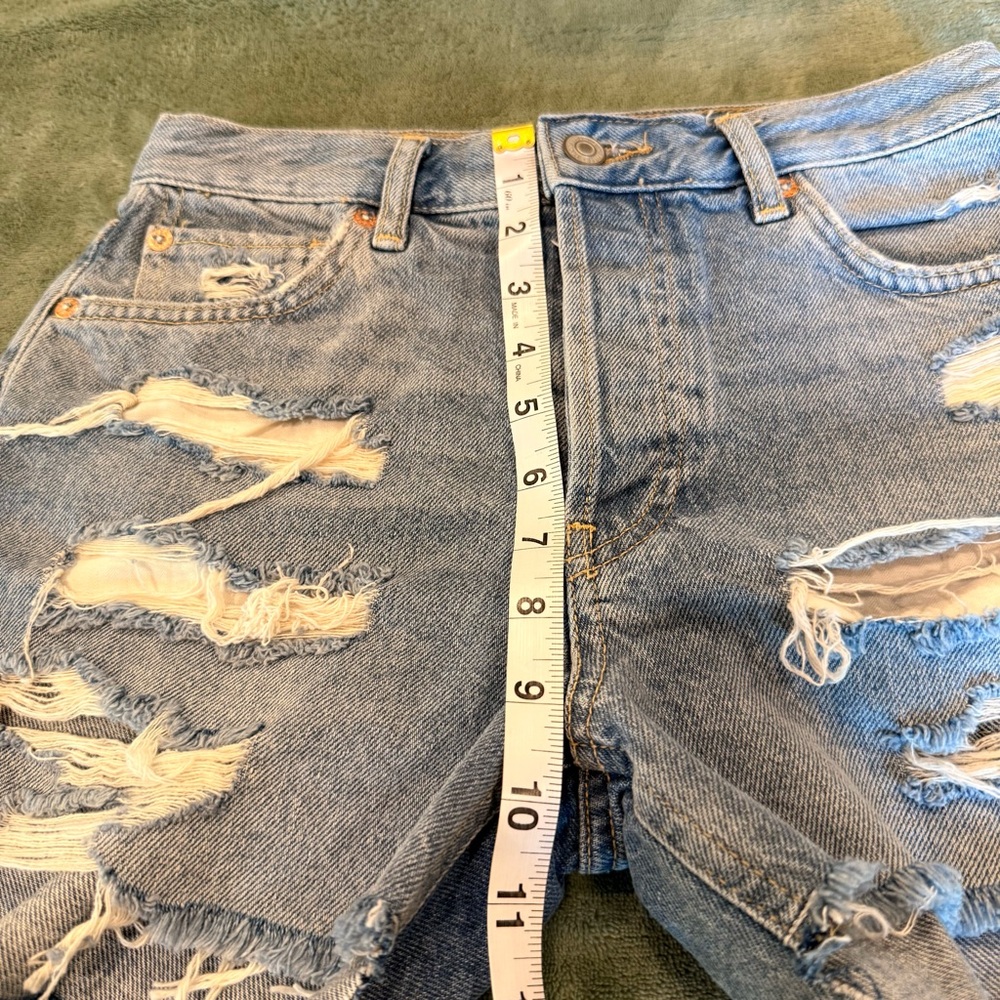Free People Light Blue Distressed Denim Shorts 24 - Picture 12 of 14